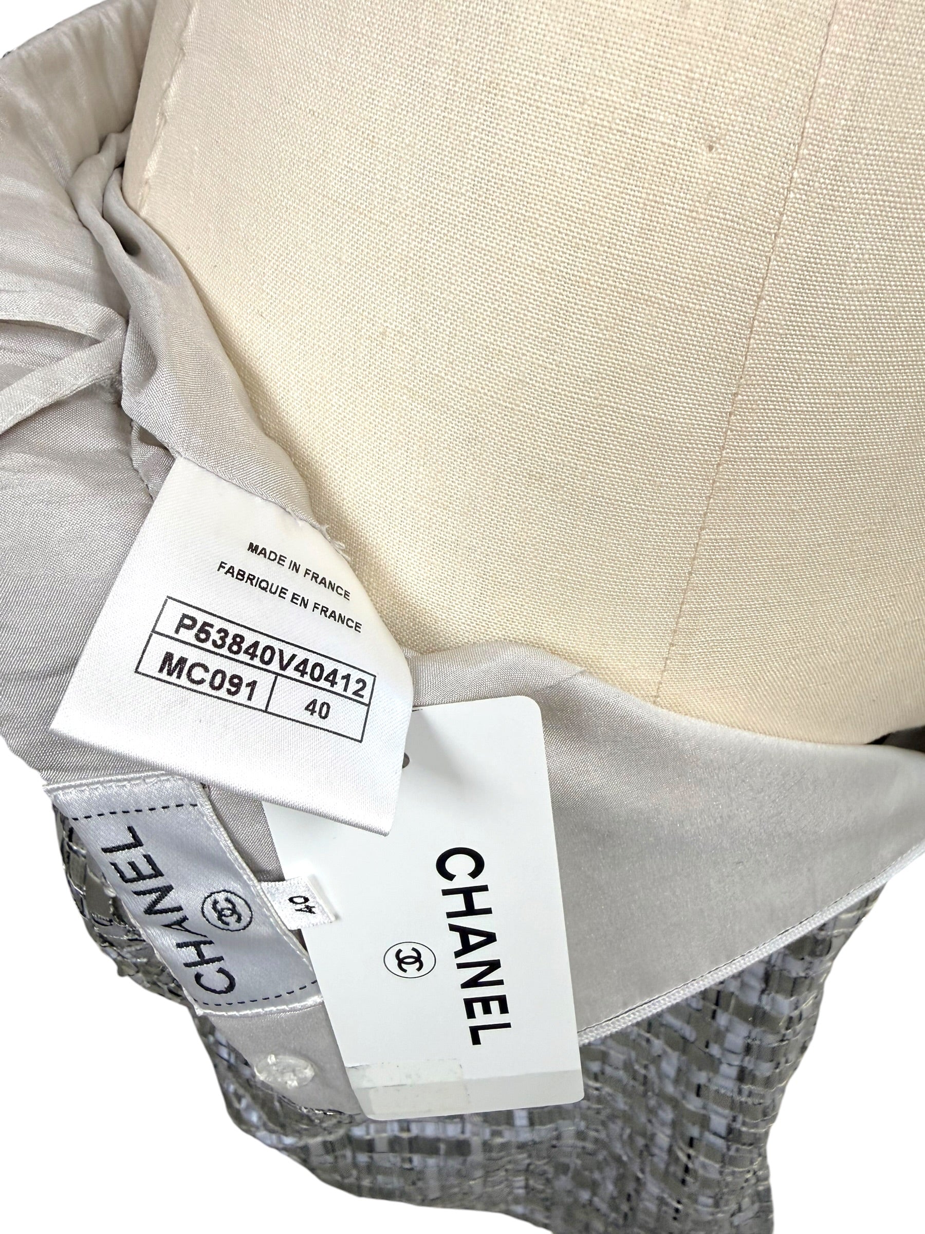 Chanel skirt interior tag showing style code P53840V40412 and size 40.