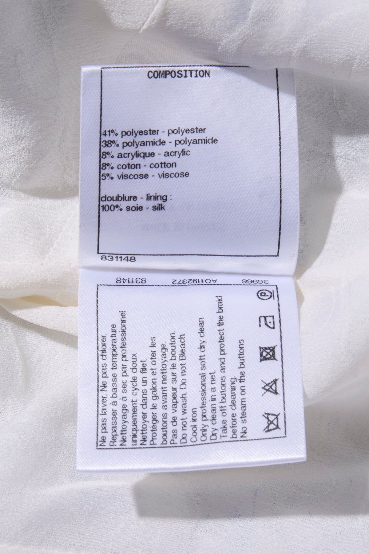 Chanel Spring Summer 2018 light blue tweed jacket interior authenticity and identification label