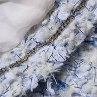 Chanel Spring Summer 2018 light blue tweed jacket interior trim and construction detail