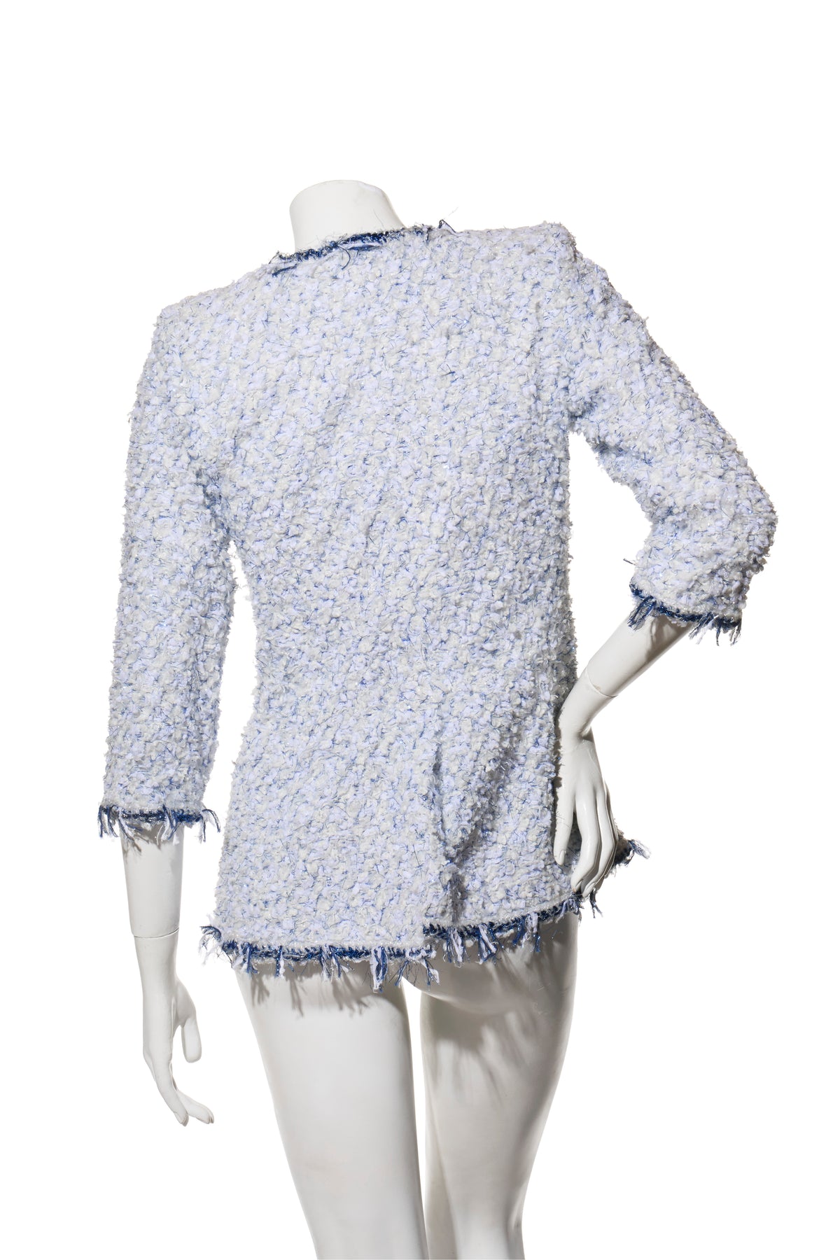 Chanel Spring Summer 2018 light blue tweed jacket FR38 back view