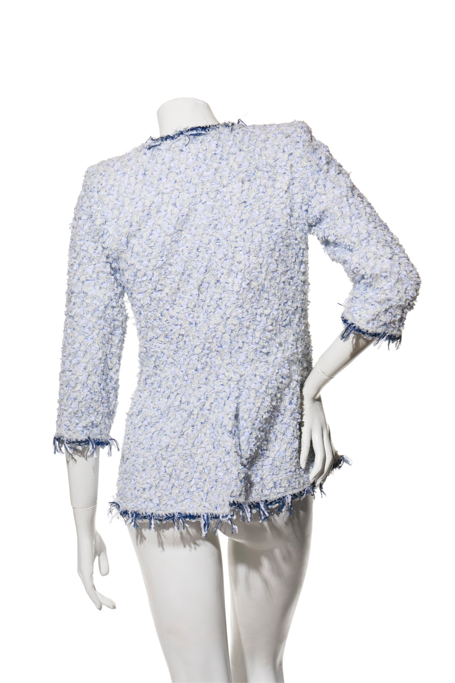 Chanel Spring Summer 2018 light blue tweed jacket FR38 back view