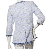 Chanel Spring Summer 2018 light blue tweed jacket FR38 back view