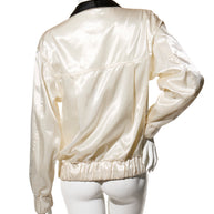 Chanel Spring Summer 2021 ecru satin bomber jacket back view