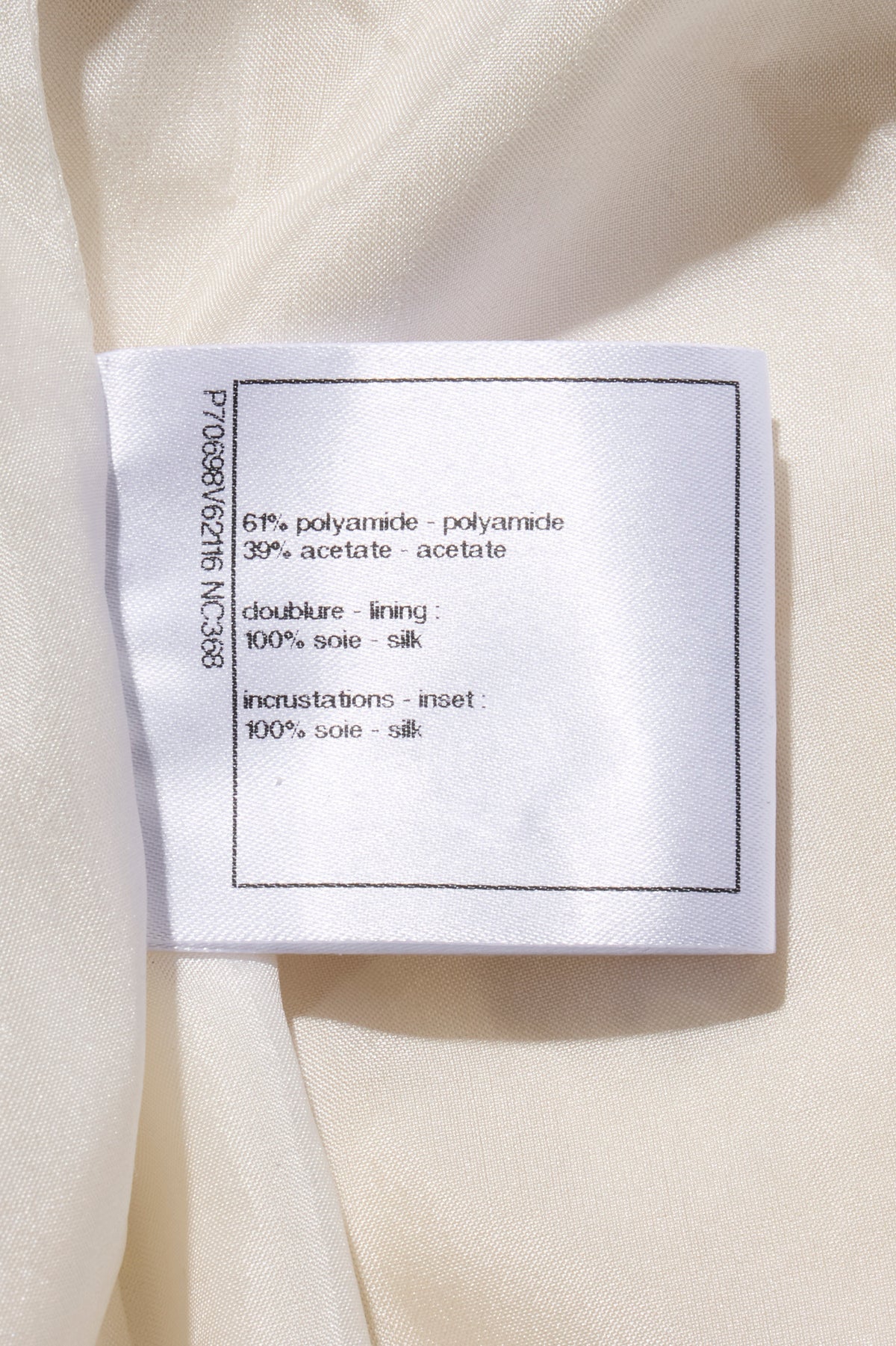 Chanel Spring Summer 2021 satin bomber jacket interior identification label