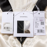 Chanel Spring Summer 2021 ecru satin bomber jacket original Chanel tags