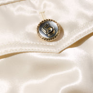 Chanel Spring Summer 2021 satin bomber jacket snap button and pocket detail