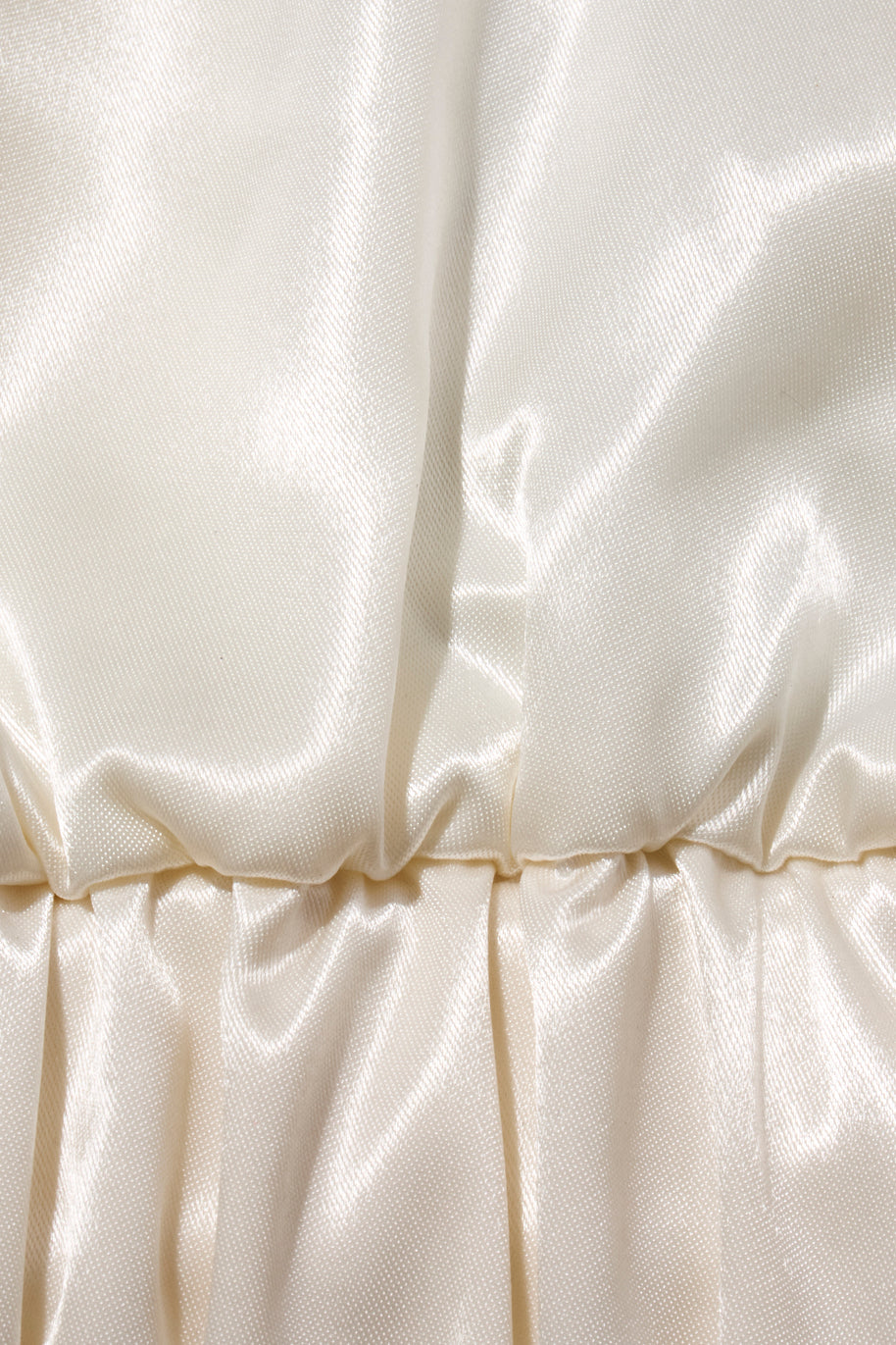 Chanel Spring Summer 2021 ecru satin bomber jacket gathered waistband detail