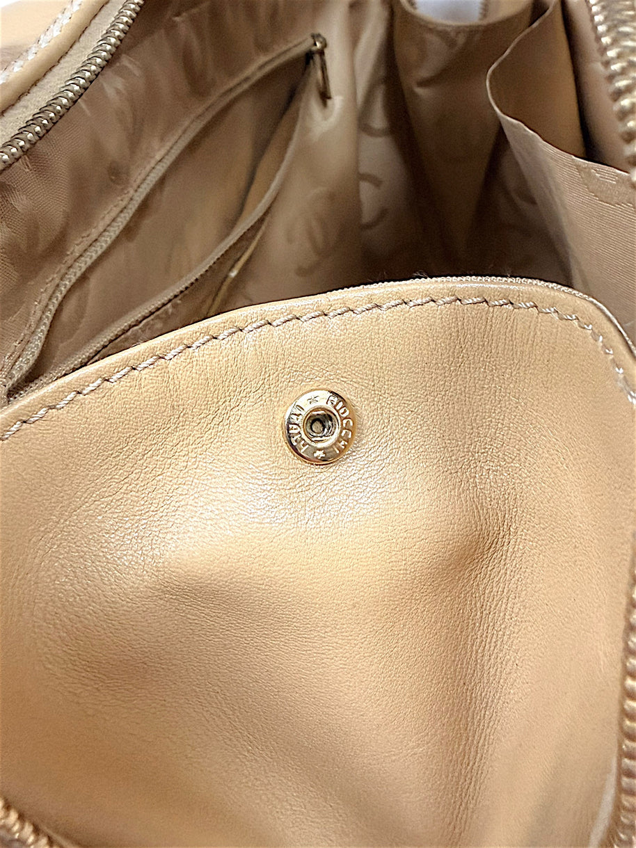 Close-up interior hardware detail showing Chanel construction and condition.