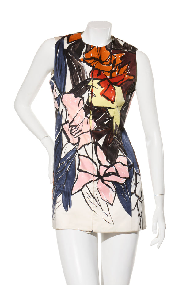 Christian Dior Cruise 2015 Raf Simons silk dress FR38 front view