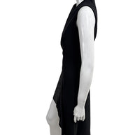 Side view of Christian Dior Raf Simons elongated draped overlay dress