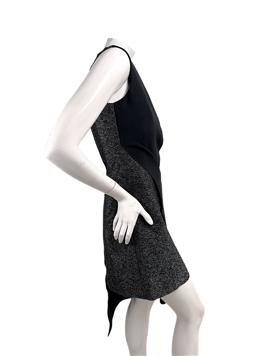 Side profile of Christian Dior Raf Simons draped wool and silk dress