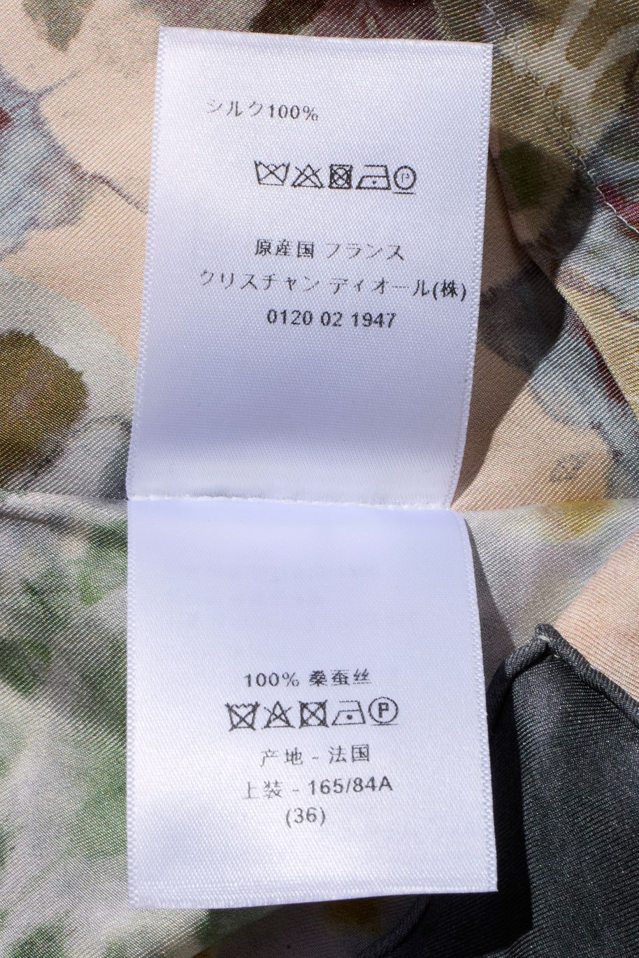 Christian Dior Spring 2019 silk dress interior care label