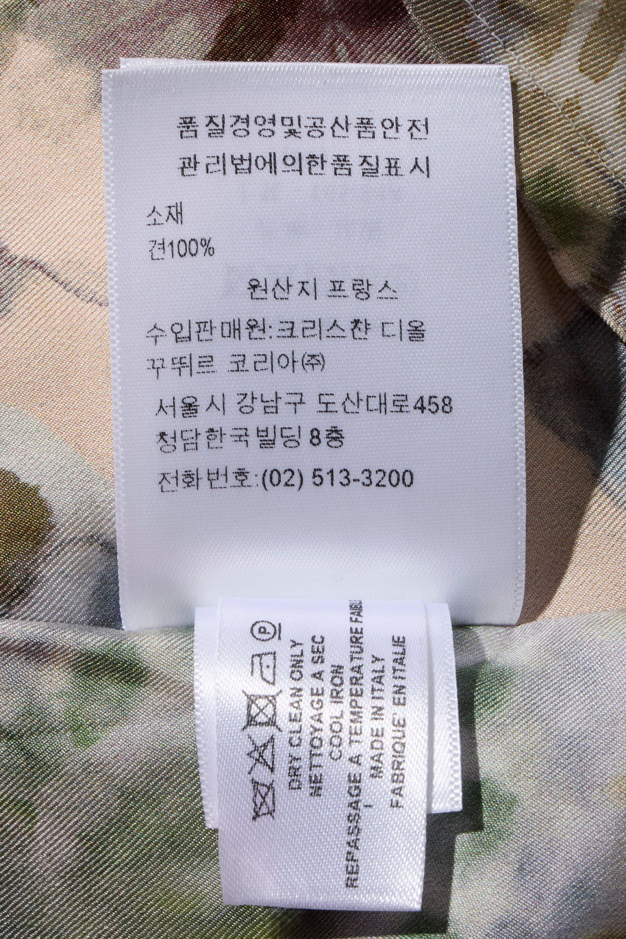 Christian Dior kaleidoscope silk dress composition and care label detail
