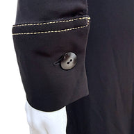 Christopher Esber black maxi dress sleeve cuff with contrast stitching and dark button detail