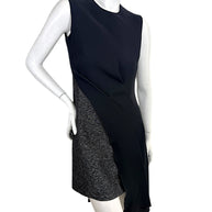 Angled front view of Christian Dior Raf Simons asymmetrical black dress