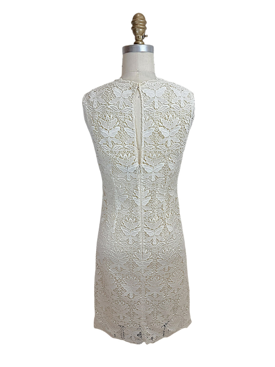 Emilio Pucci lace dress back view zipper closure ivory fitted designer dress