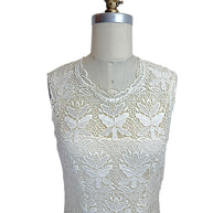 Emilio Pucci lace dress neckline detail scalloped edge floral lace ivory designer dress