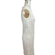 Emilio Pucci ivory lace dress side view fitted silhouette Italian designer lace dress