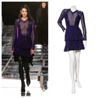 Givenchy FW2022 Look 25 violet dress shown on runway and mannequin