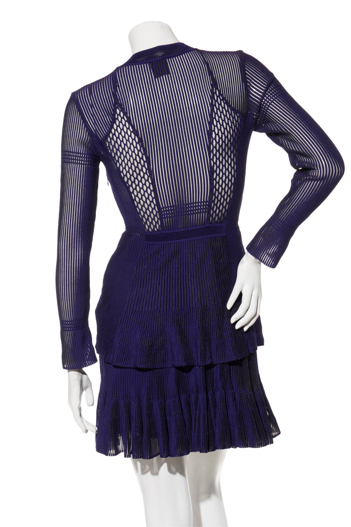 Givenchy Fall Winter 2022 violet knit mini dress back view