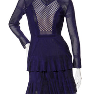 Givenchy Fall Winter 2022 violet mesh rib knit pleated mini dress front view