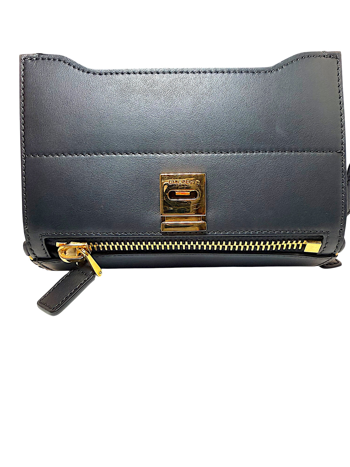 Givenchy Pandora Box black leather bag magnetic flap closure detail