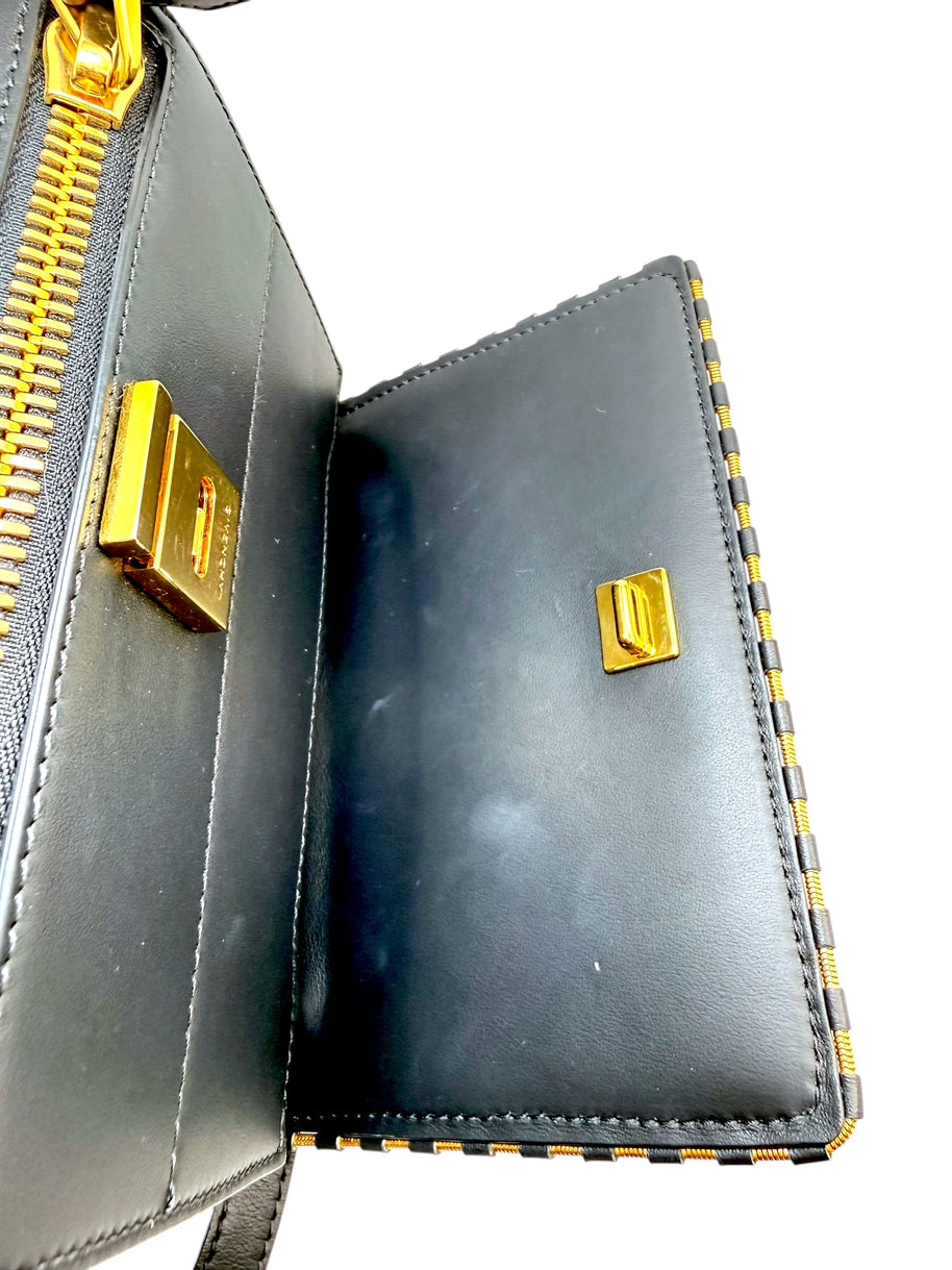Givenchy Pandora Box black leather crossbody bag open interior view