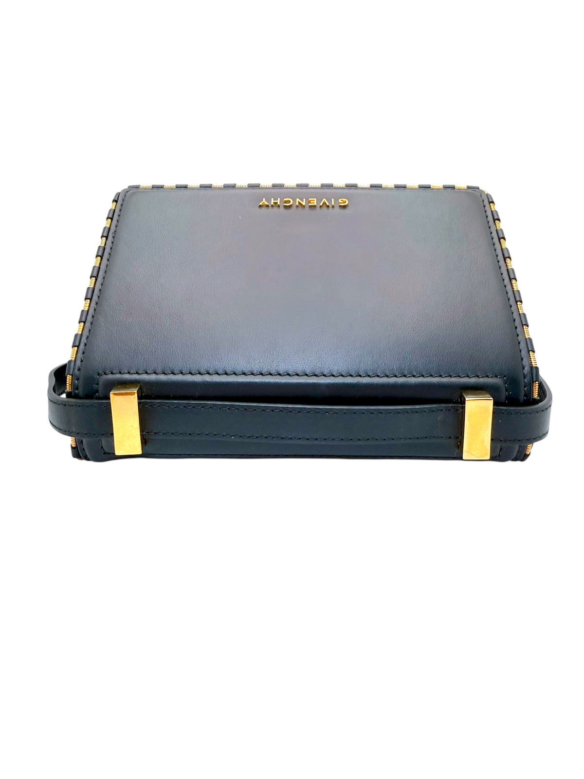 Givenchy Pandora Box black leather crossbody bag top view