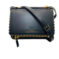 Givenchy Pandora Box black leather crossbody bag with gold-tone hardware front view