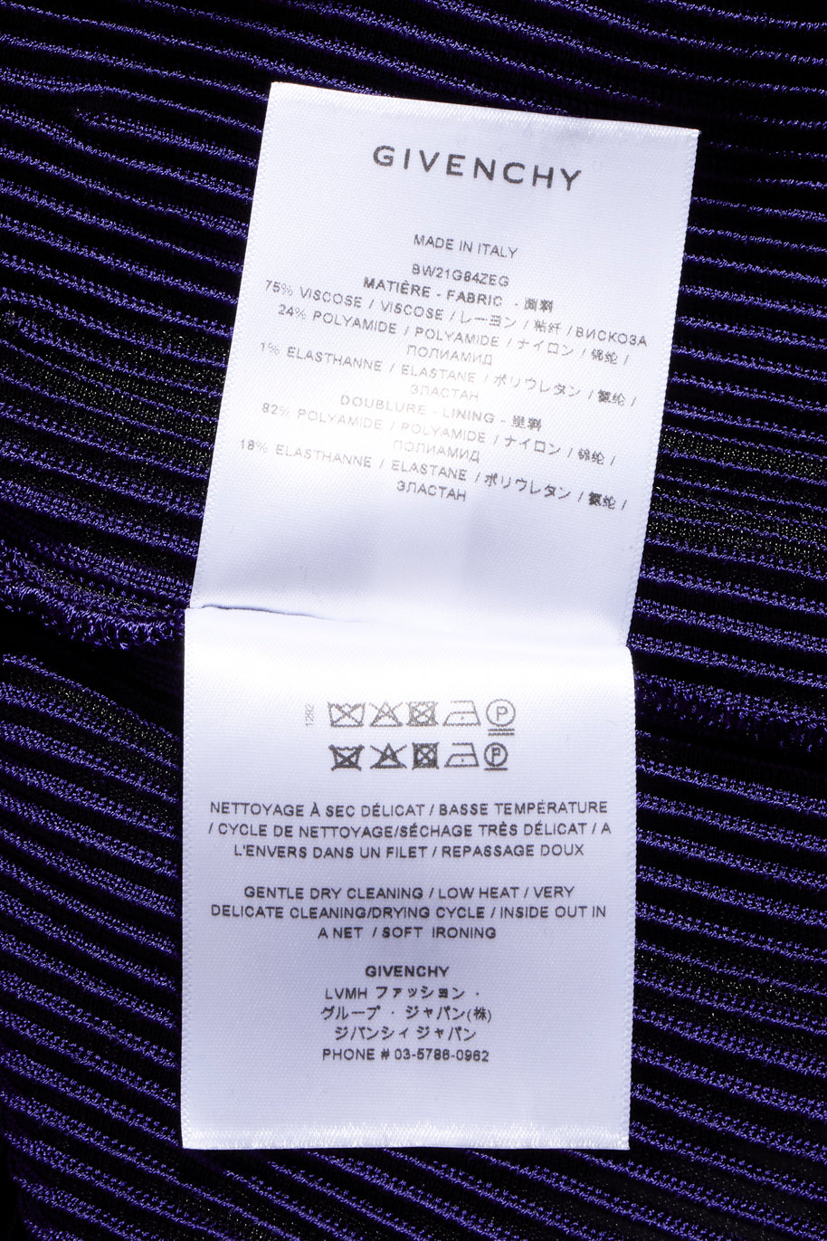 Givenchy violet mesh knit dress care label detail