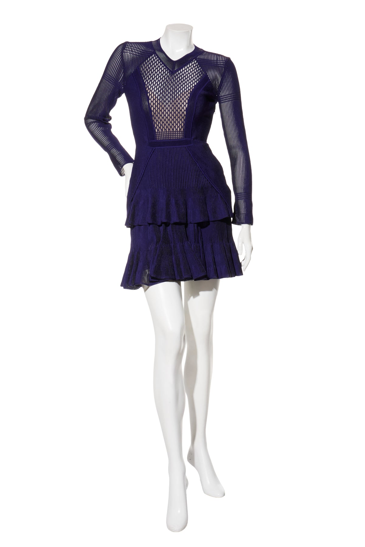 Givenchy FW2022 violet mesh knit mini dress side view