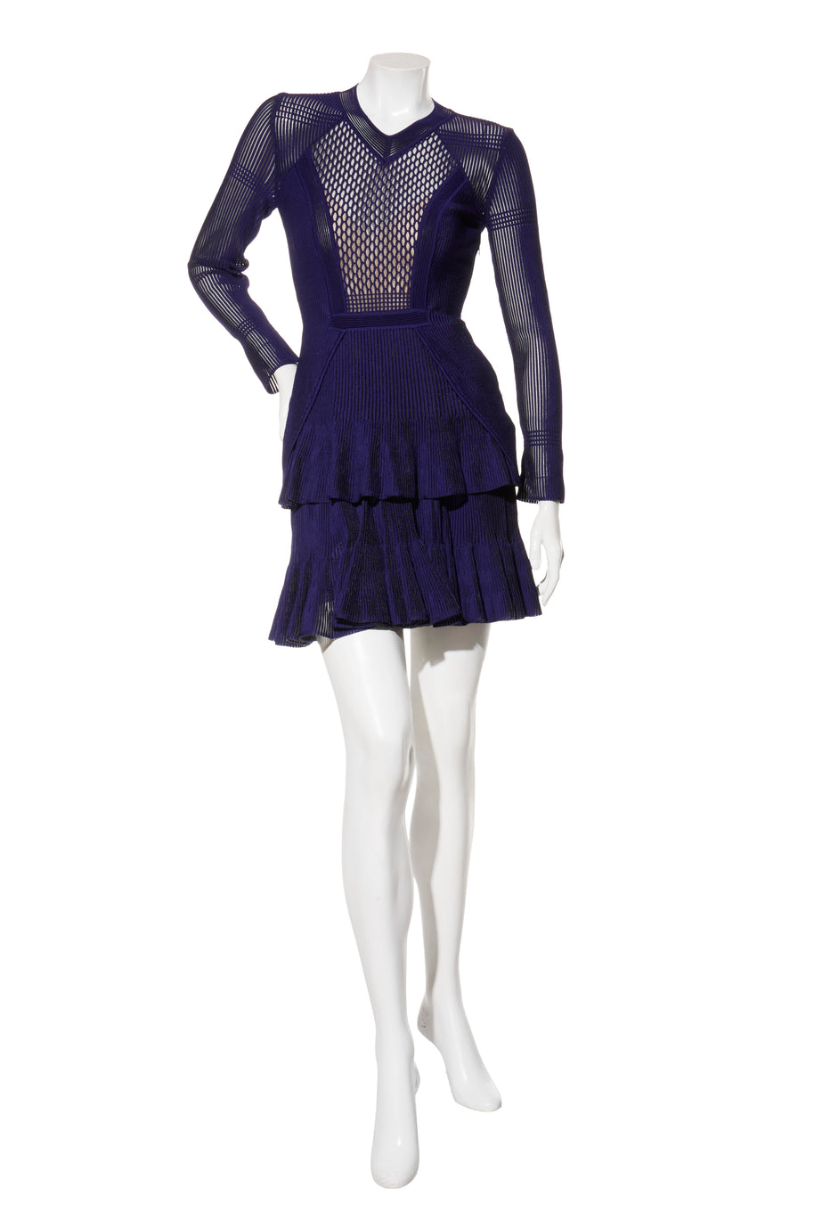 Givenchy FW2022 violet mesh knit mini dress side view