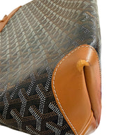 Close-up corner detail of authentic Goyard Artois PM tote showing light wear consistent with use.