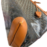 Detailed corner leather condition of authentic Goyard Artois PM handbag showing normal wear from use.