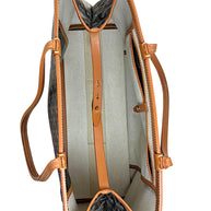 Top-down interior overview of authentic Goyard Artois PM tote showing structured compartments and canvas lining.