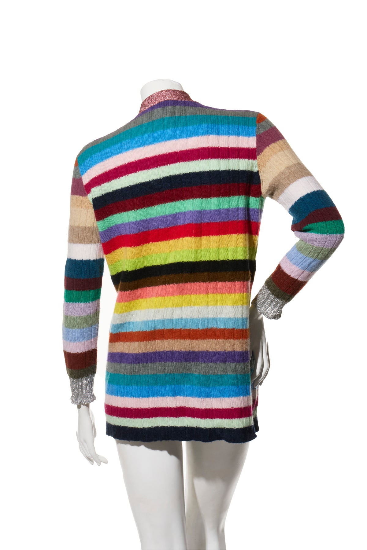 Gucci 2017 multicolor striped cashmere wool cardigan XS back view