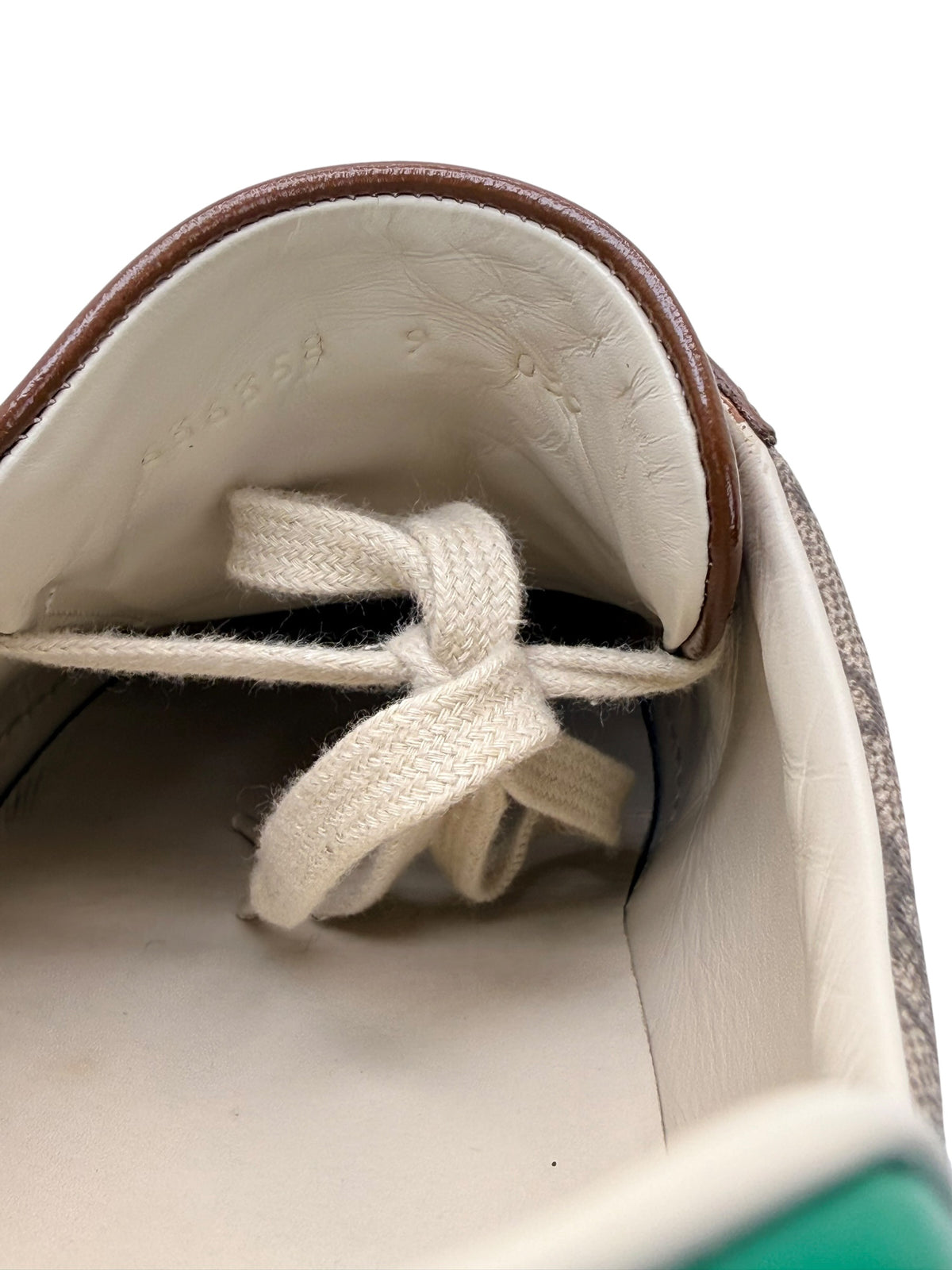 Gucci Ace sneaker size 38 interior and tongue detail