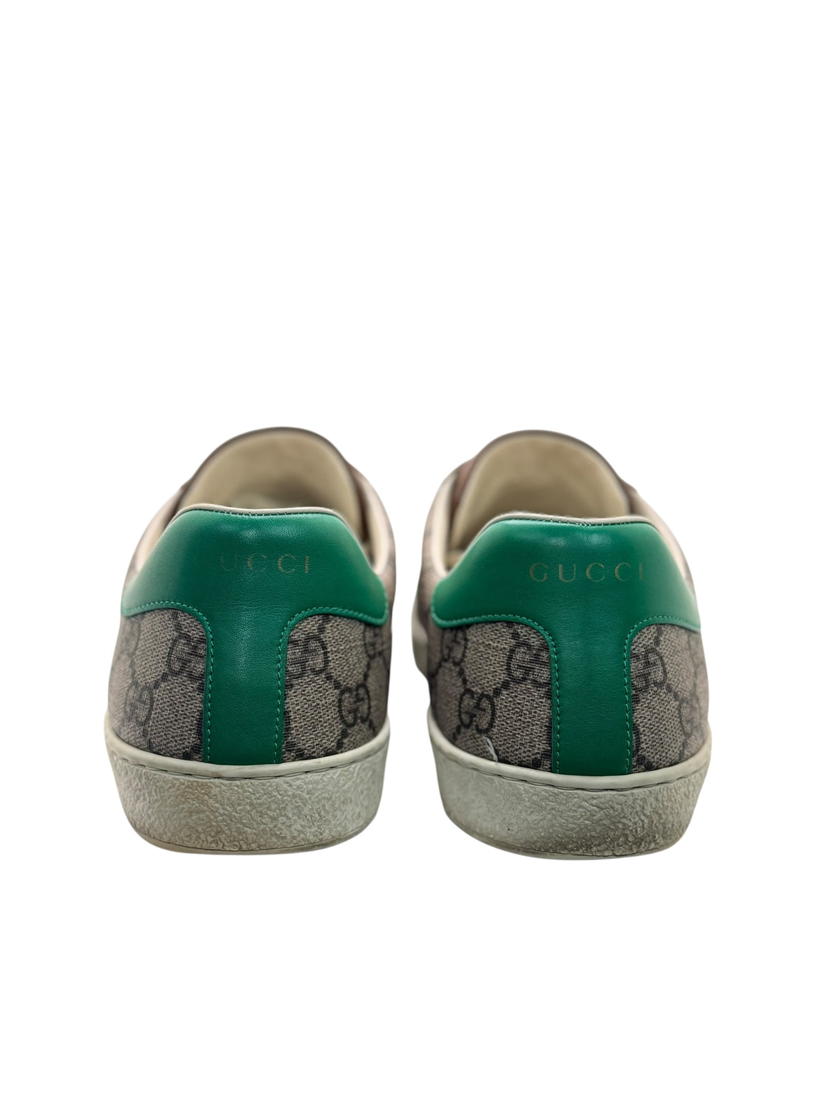 Gucci GG Supreme Ace sneakers with green leather heel tabs