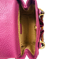 Interior lining of Gucci mini bamboo handle bag with monogram textile
