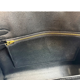 Hermès branded zipper detail inside black crocodile Birkin handbag