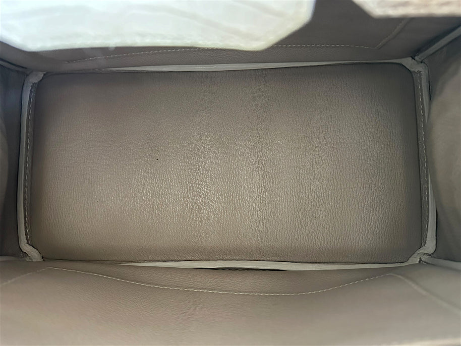 Interior view of Hermès Himalaya Birkin 30 showing clean leather lining and excellent condition.