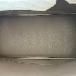 Interior view of Hermès Himalaya Birkin 30 showing clean leather lining and excellent condition.