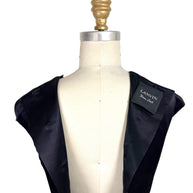 Interior label view of Lanvin Hiver 2005 black satin dress showing Lanvin Hiver 2005 designer label.