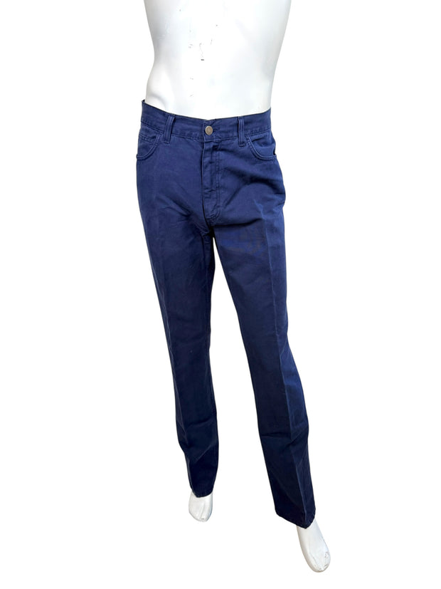Loro Piana men’s navy cotton stretch pants size 36 front view