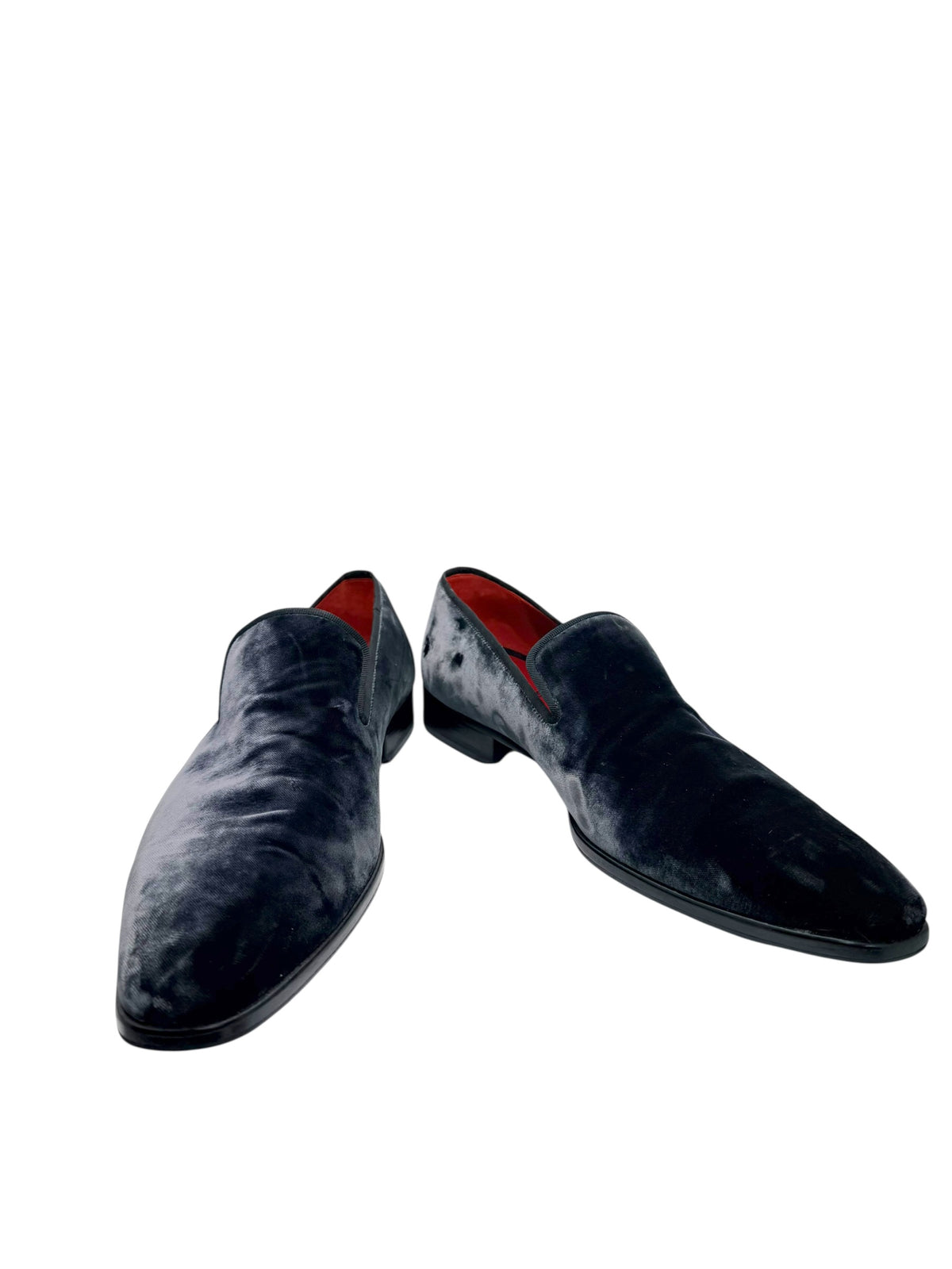 Magnanni men's black velvet smoking loafers size 44 with red leather lining
