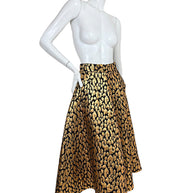 Martin Grant gold and black animal jacquard silk blend full midi skirt FR 38 angled view