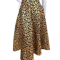 Martin Grant Paris metallic gold and black leopard jacquard silk full skirt FR 38 front view
