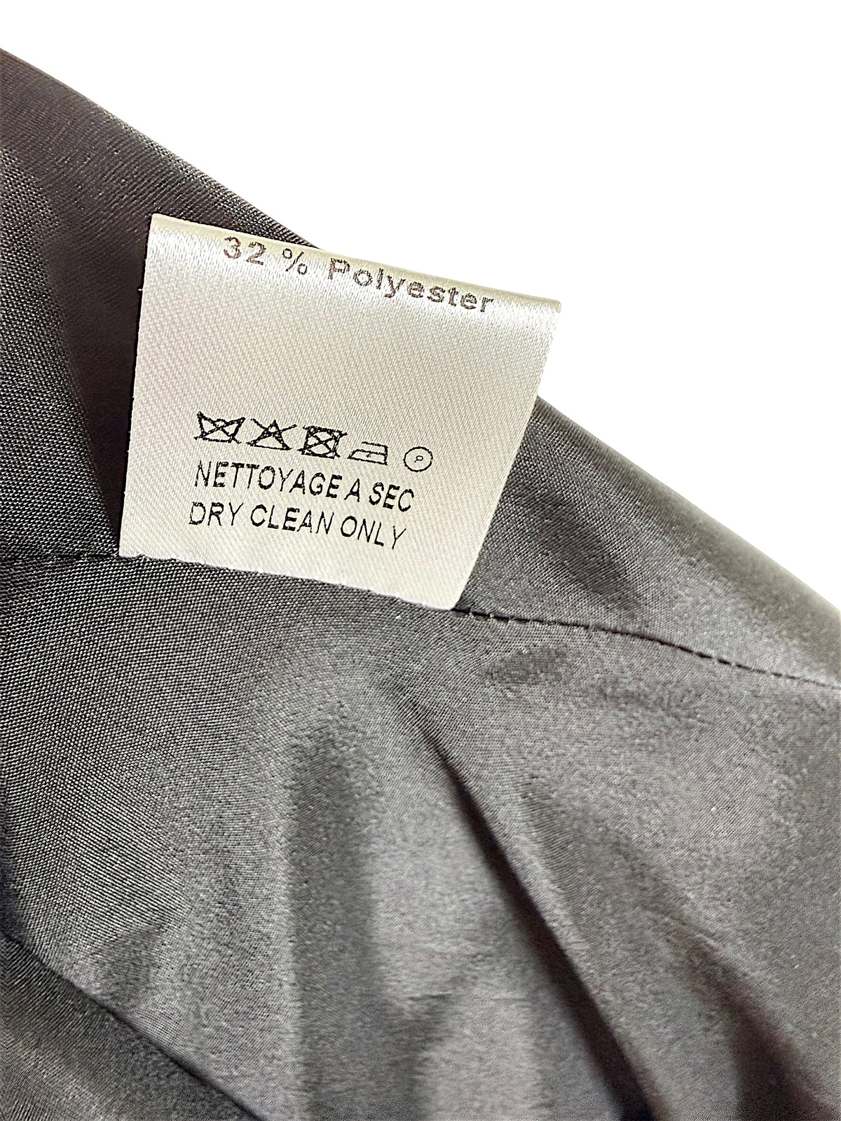 Martin Grant metallic gold jacquard skirt lining composition and dry clean only care label