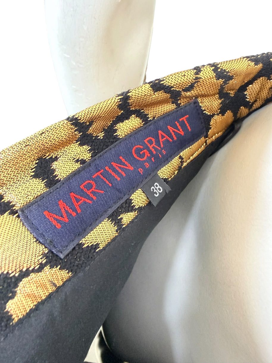 Martin Grant Paris designer label and FR 38 size tag inside metallic gold jacquard skirt