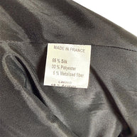 Martin Grant skirt Made in France composition label showing 65 percent silk and metallic jacquard blend